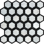 Load image into Gallery viewer, Carrara White Hexagon Phantom Hex with Black Marble Polished/Honed Stone Tilezz 

