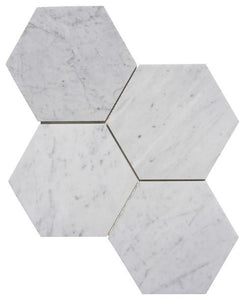 Carrara White Marble Large 6" Hexagon Mosaic Tile Honed Or Polished Stone Tilezz 