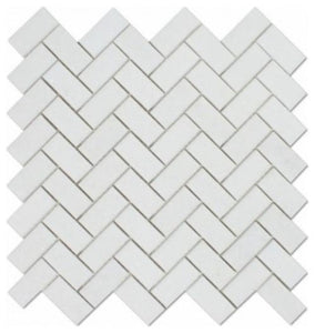 Thassos White Herringbone 1 X 2 Marble Mosaic Stone Tilezz 
