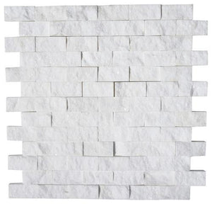 Thassos White 1X2 Split Faced Mosaic Stone Tilezz 
