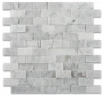 Load image into Gallery viewer, Carrara White Marble 1x2 Split-Faced Mosaic Tile Stone Tilezz 
