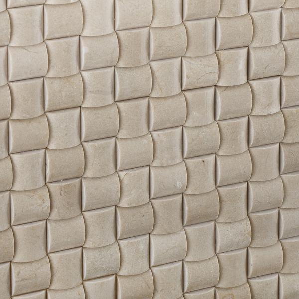 Crema Marfil 3D Pillow Polished Mosaic Tile Stone Tilezz 
