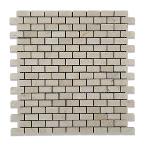 Crema Marfil Baby Brick Mosaic Tile Polished Stone Tilezz 
