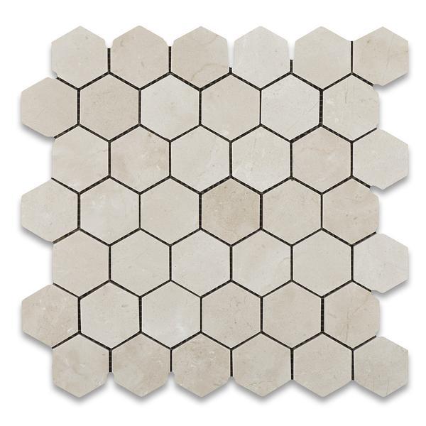 Crema Marfil 2" Hexagon Mosaic Tile Polished Stone Tilezz 