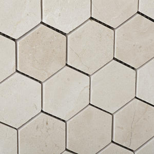 Crema Marfil 2" Hexagon Mosaic Tile Polished Stone Tilezz 