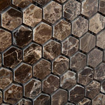 Load image into Gallery viewer, Emperador Dark 1&quot; Hexagon Mosaic Tile Polished Stone Tilezz 
