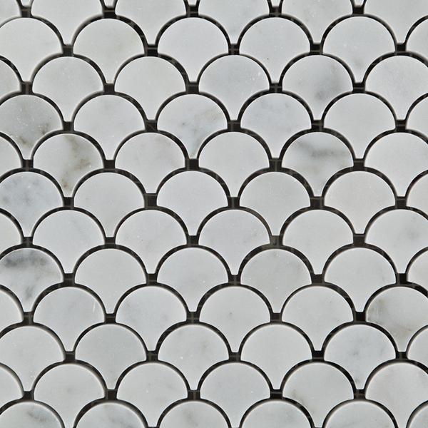 Carrara White Marble Scallop Mosaic Polished/Honed Stone Tilezz 