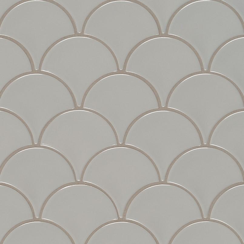 Gray Scallop Glossy Glazed Porcelain Mosaic Tile Tilezz 