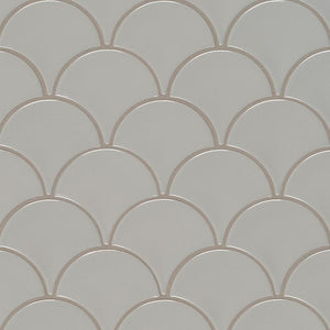 Gray Scallop Glossy Glazed Porcelain Mosaic Tile Tilezz 