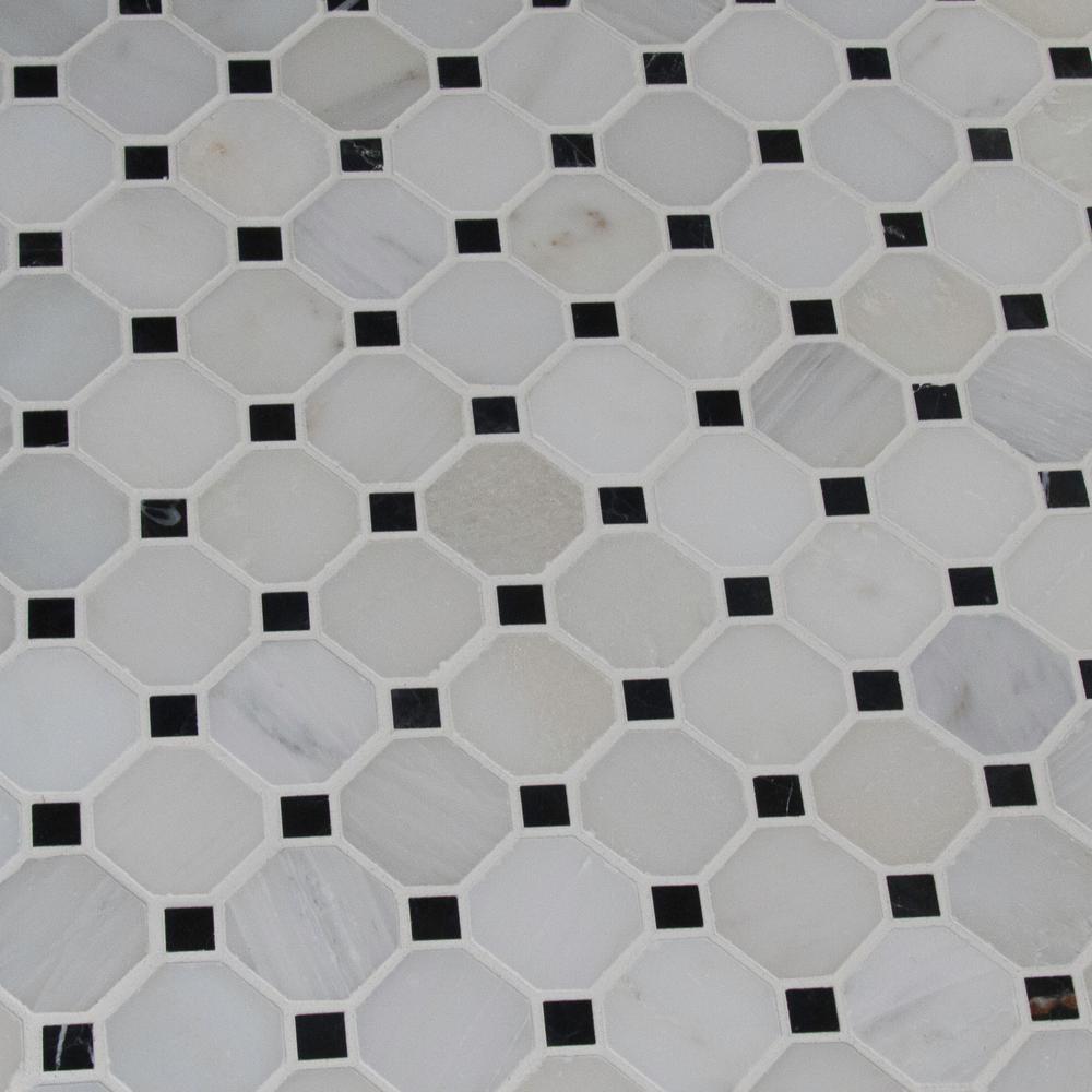 Greecian White Octagon Marble Mosaic Tile Tilezz 