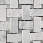Load image into Gallery viewer, Carrara White Basketweave with Blue Marble Polished/Honed Stone Tilezz 

