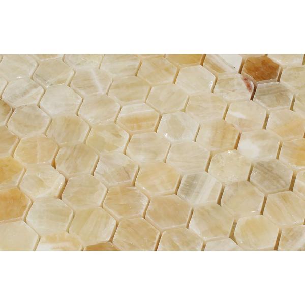 Honey Onyx 1" Hexagon Mosaic Polished Stone Tilezz 