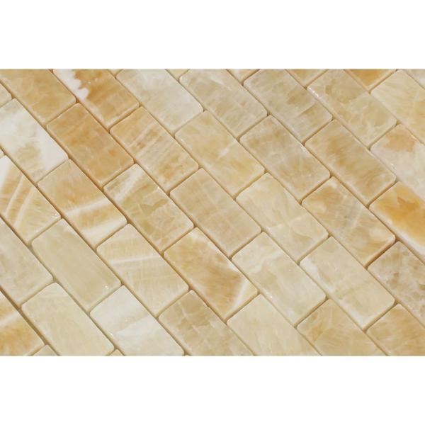 Honey Onyx 1x2 Brick Mosaic Polished Stone Tilezz 