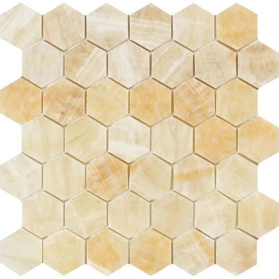 Honey Onyx 2" Hexagon Polished Mosaic Tilezz 