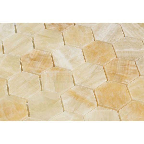 Honey Onyx 2" Hexagon Polished Mosaic Tilezz 
