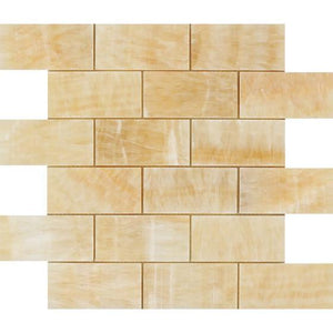 Honey Onyx 2x4 Brick Mosaic Polished Stone Tilezz 