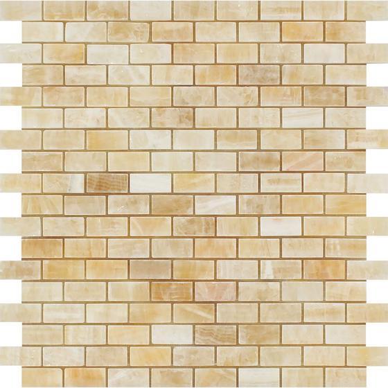 Honey Onyx Mini Brick Mosaic Polished Stone Tilezz 