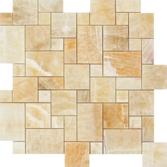 Honey Onyx Mini Versailles Mosaic Polished Stone Tilezz 