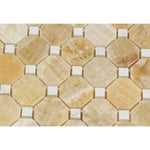 Load image into Gallery viewer, Honey Onyx Octagon with White Dots Mosaic Polished Stone Tilezz 
