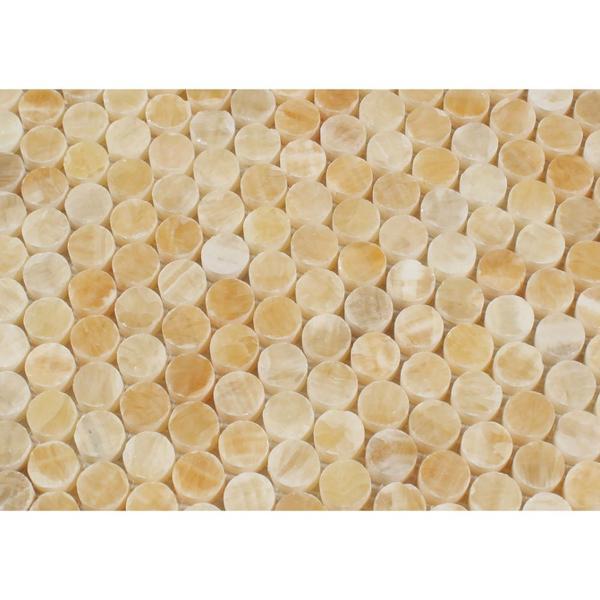 Honey Onyx Penny Round Mosaic Polished Stone Tilezz 