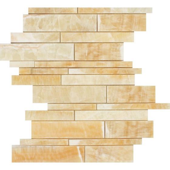 Honey Onyx Random Strip Mosaic Polished Stone Tilezz 