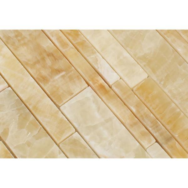 Honey Onyx Random Strip Mosaic Polished Stone Tilezz 