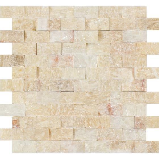 Honey Onyx 1x2 Split Faced Brick Mosaic Stone Tilezz 
