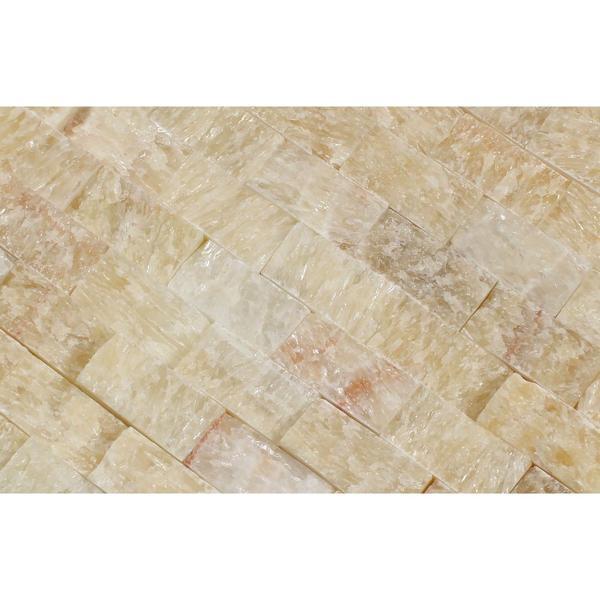 Honey Onyx 1x2 Split Faced Brick Mosaic Stone Tilezz 