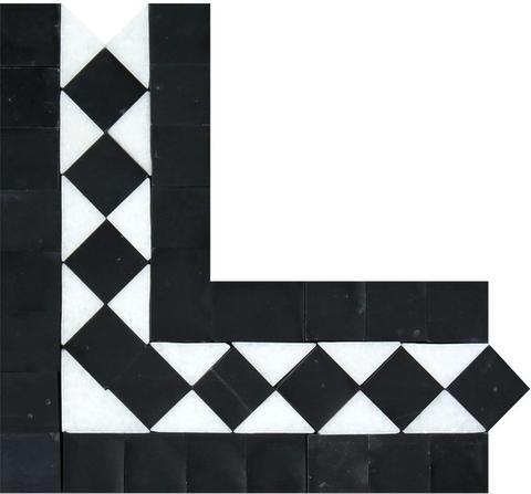 Thassos White & Black Belvaux Border Corner Stone Tilezz 