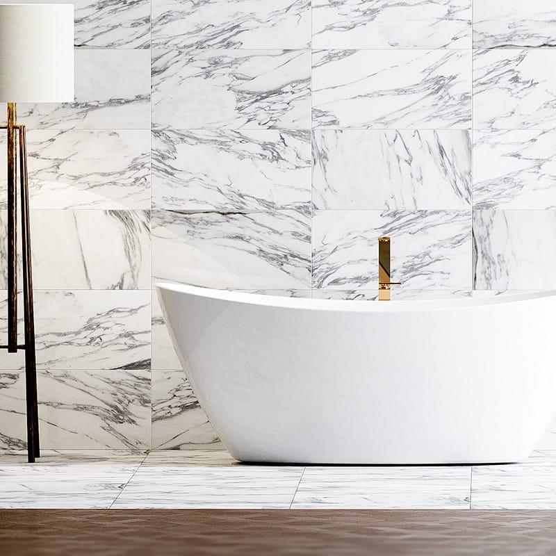 Statuario White 12x24 Polished Marble Field Tile Stone Tilezz 