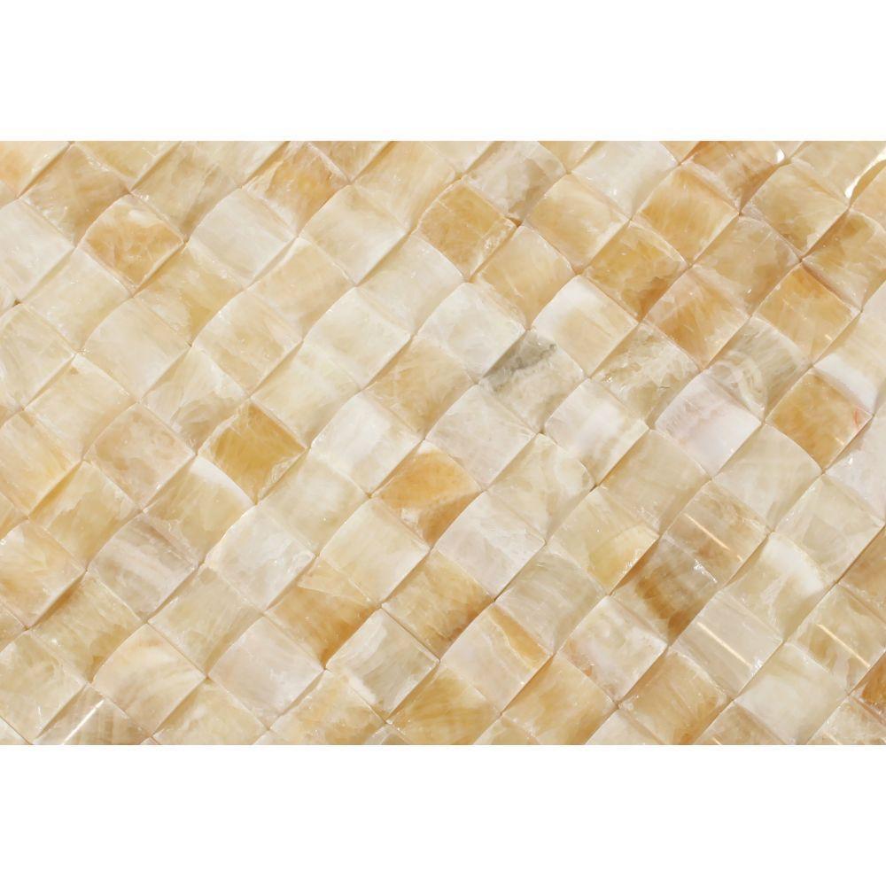 Honey Onyx 3D Pillow Mosaic Tile Polished Stone Tilezz 