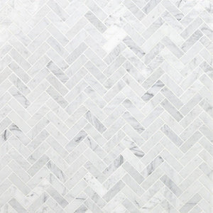 Carrara White Herringbone 1X3 Mosaic Polished/Honed Stone Tilezz 