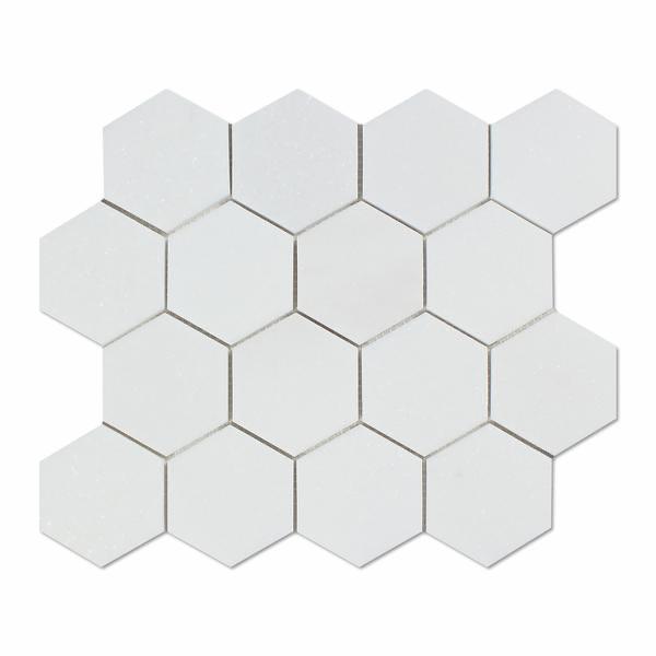 Thassos White Hexagon 3" Marble Mosaic Stone Tilezz 
