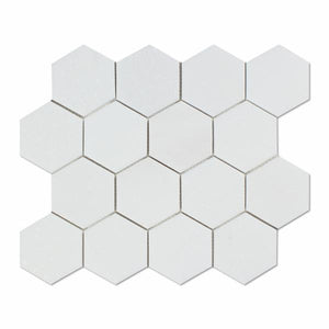 Thassos White Hexagon 3" Marble Mosaic Stone Tilezz 