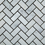 Load image into Gallery viewer, Carrara White Herringbone Mosaic Polished/Honed Stone Tilezz 

