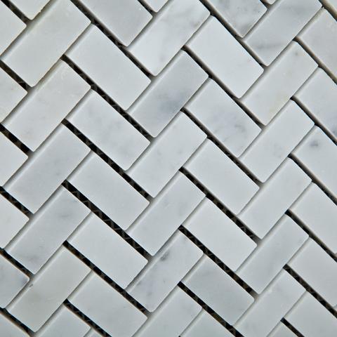 Carrara White Herringbone Mosaic Polished/Honed Stone Tilezz 