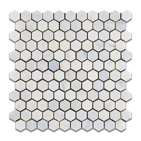 Calacatta Cressa Hexagon 1" (Asian Statuary) Polished/Honed Stone Tilezz 