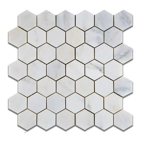 Calacatta Cressa Hexagon (Asian Statuary) 2" Polished/Honed Stone Tilezz 