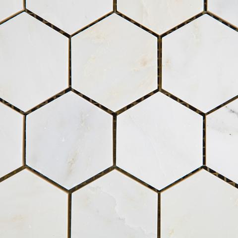 Calacatta Cressa Hexagon (Asian Statuary) 2" Polished/Honed Stone Tilezz 