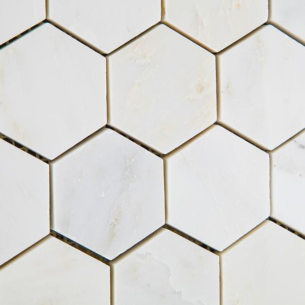 Calacatta Cressa Hexagon (Asian Statuary) 2" Polished/Honed Stone Tilezz 