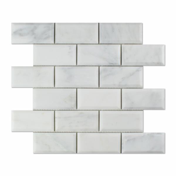 Calacatta Cressa (Asian Statuary)2x4 Beveled Mosaic Polished/Honed Stone Tilezz 