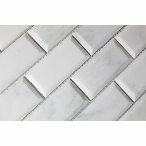 Calacatta Cressa (Asian Statuary)2x4 Beveled Mosaic Polished/Honed Stone Tilezz 