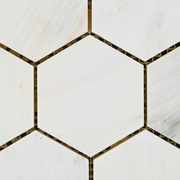 Calacatta Cressa Hexagon (Asian Statuary) 3" Polished/Honed Stone Tilezz 