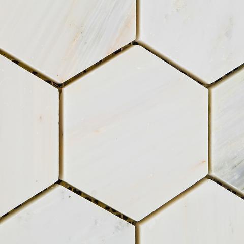 Calacatta Cressa Hexagon (Asian Statuary) 3" Polished/Honed Stone Tilezz 