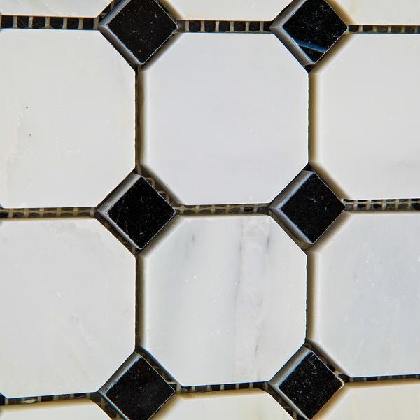 Calacatta Cressa (Asian Statuary) Octagon with Black Polished/Honed Stone Tilezz 