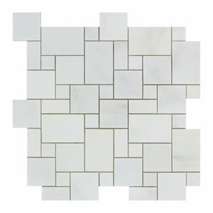 Calacatta Prestige (Asian Statuary) 12x12 Mini Versailles Pattern Poli ...