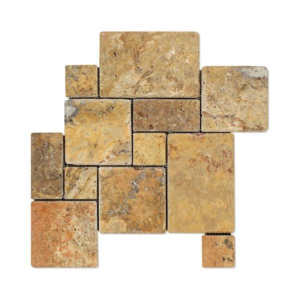 Scabos Travertine 4 Pieced Opus Pattern Tumbled Mosaic Tile Stone Tilezz 