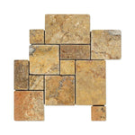 Load image into Gallery viewer, Scabos Travertine 4 Pieced Opus Pattern Tumbled Mosaic Tile Stone Tilezz 
