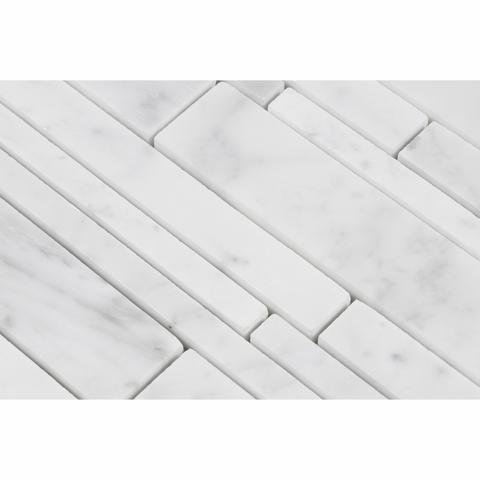 Carrara White Marble Random Strip Mosaic Polished/Honed Stone Tilezz 