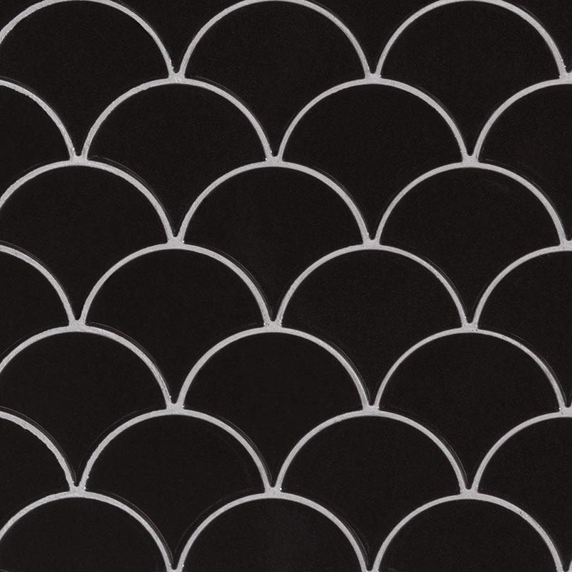 Black Scallop Glossy Glazed Porcelain Mosaic Tile Tilezz 